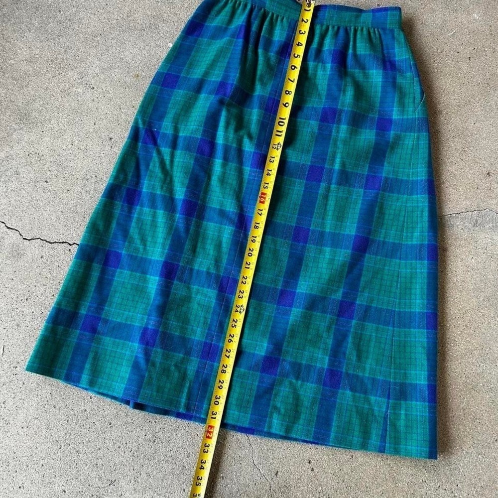 Vintage women's Pendleton 100% virgin wool plaid long multicolor skirt - Picture 5 of 6